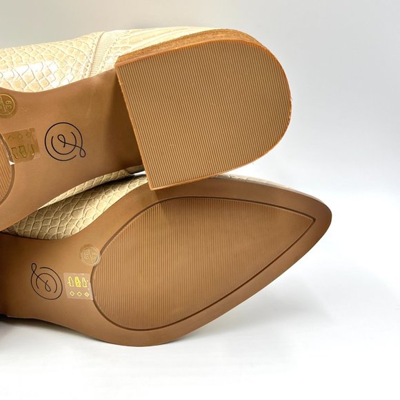 Chinese Laundry Womens Size 8.5 Beige Tan Cream Faux Vegan Leather Croc Boots - Picture 11 of 14